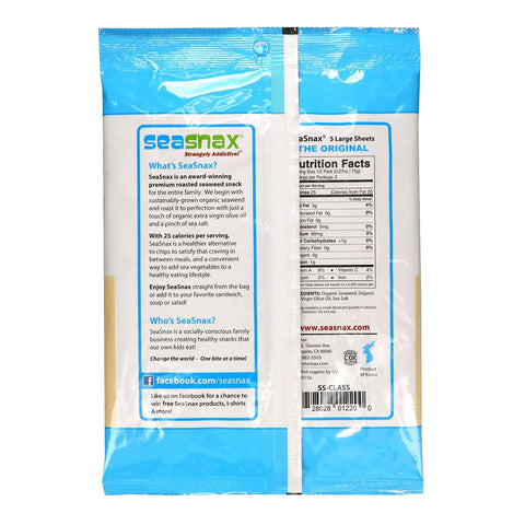 SeaSnax,  Premium Roasted Seaweed Snack, Original, 0.54 oz (15 g)