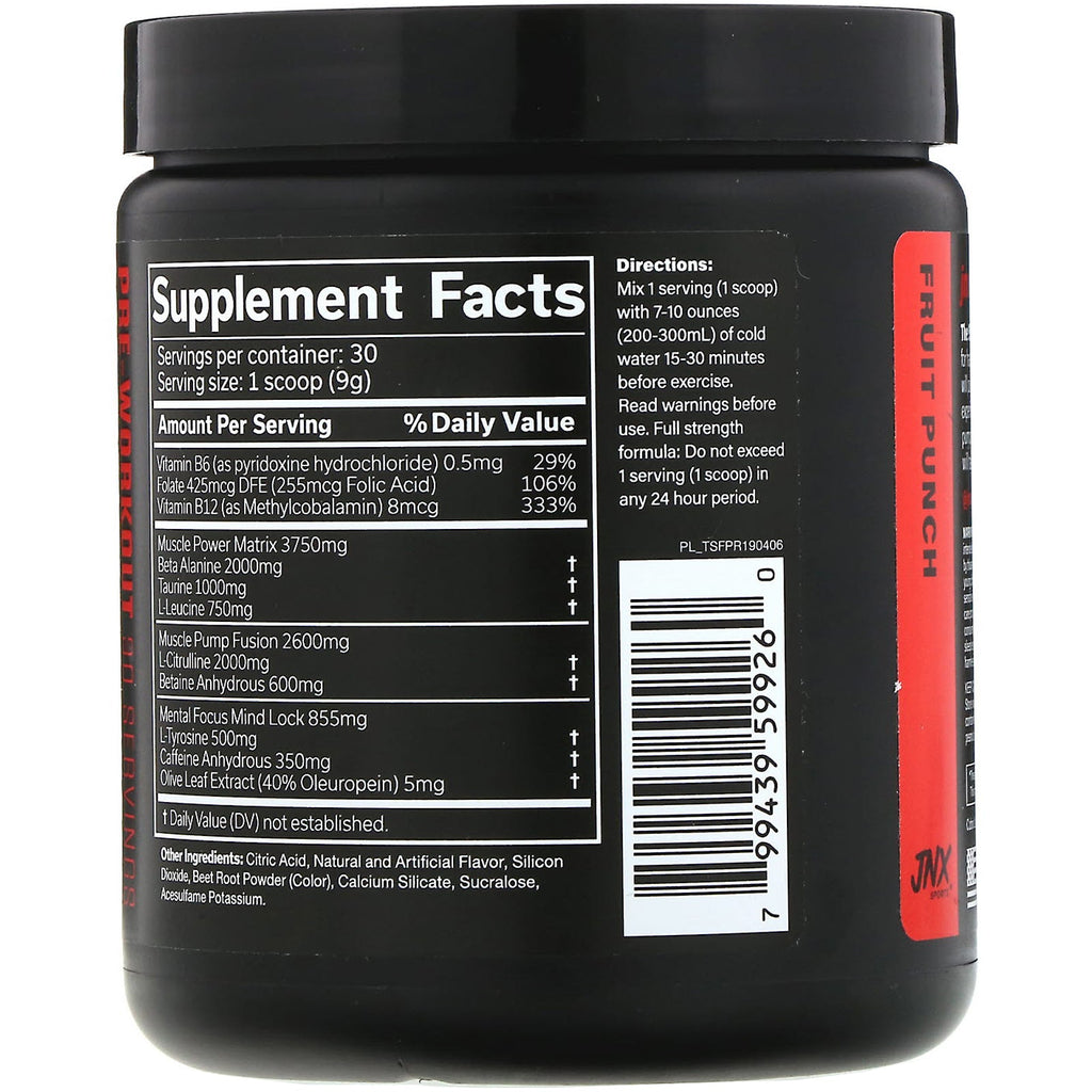 JNX Sports, The Shadow, Pre-Workout, Fruit Punch, 9,5 oz (270 g)