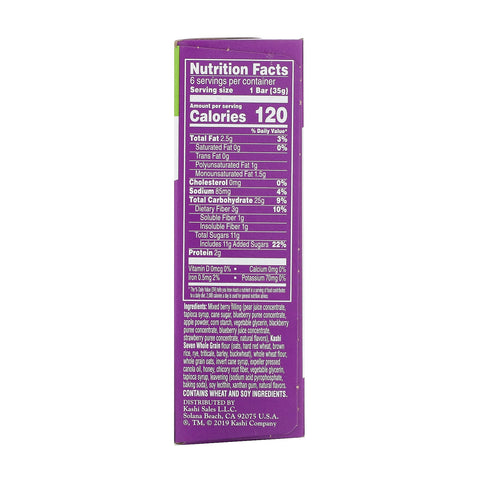 Kashi, barras de desayuno horneadas suaves, bayas mixtas, 6 barras, 35 g (1,2 oz) cada una