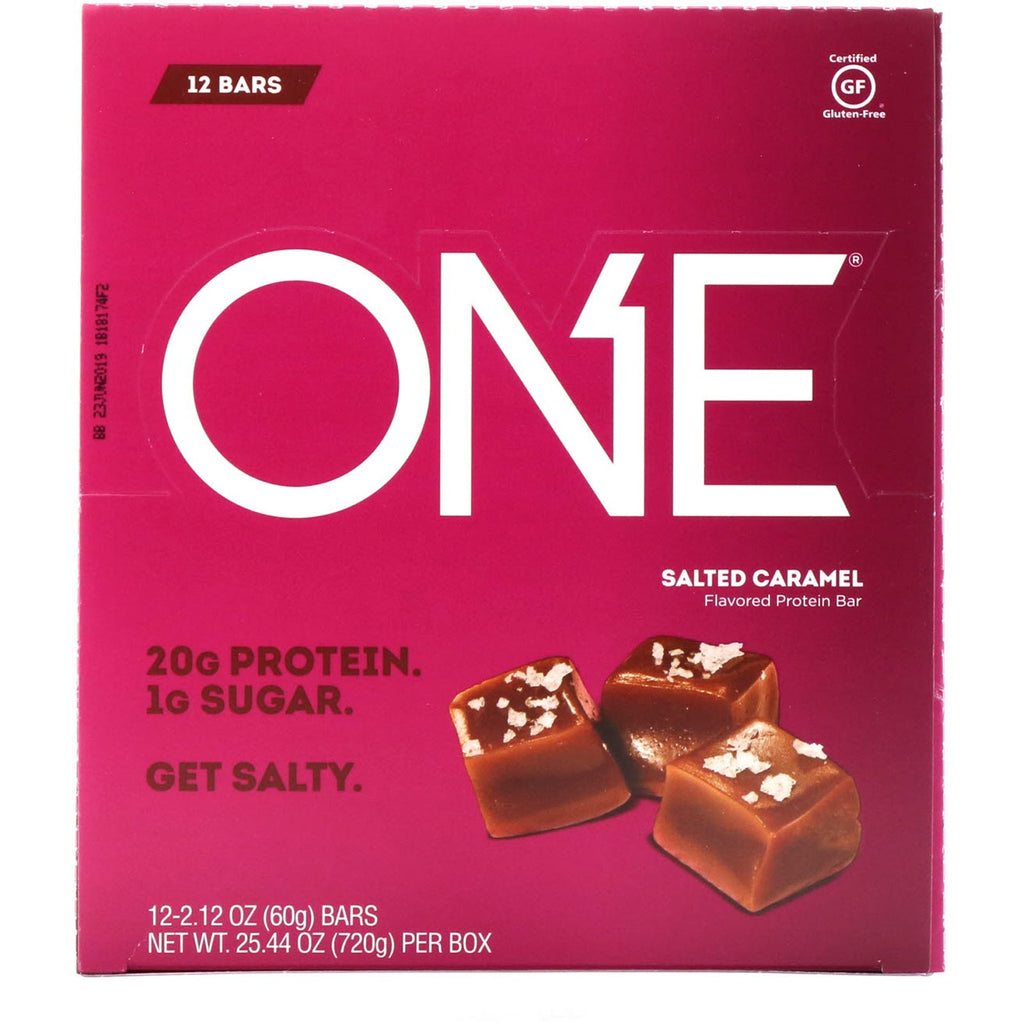 One Brands, ONE Bar, saltet karamel, 12 barer, 2,12 oz (60 g) hver