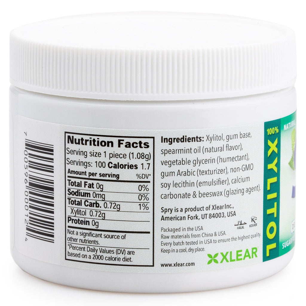 Xlear, Spry, Tyggegummi, Spearmint, Sukkerfri, 100 Count (108 g)