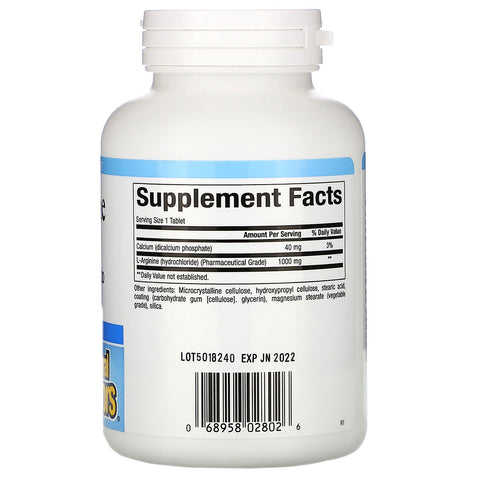 Naturlige faktorer, L-arginin, 1.000 mg, 90 tabletter