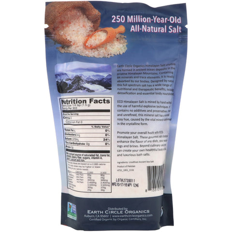 Earth Circle s, Cristales de sal del Himalaya, grano fino, 16 oz (454 g)
