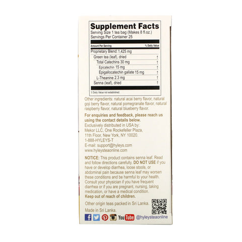Hyleys Tea, Slim Tea, 5 smagssortiment, 25 foliekuvert teposer, 1,32 oz (37,5 g)
