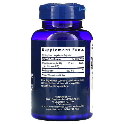Life Extension, Mega Benfotiamin, 250 mg, 120 vegetariske kapsler