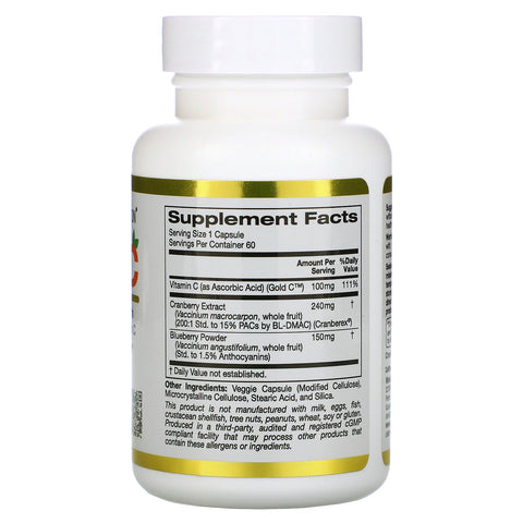 California Gold Nutrition, CranBlueC, arándano, arándano, vitamina C, 60 cápsulas vegetales