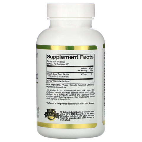 California Gold Nutrition, fransk druekerneekstrakt, VitaFlavan, Antioxidant Polyphenol, 100 mg, 120 Veggie Caps