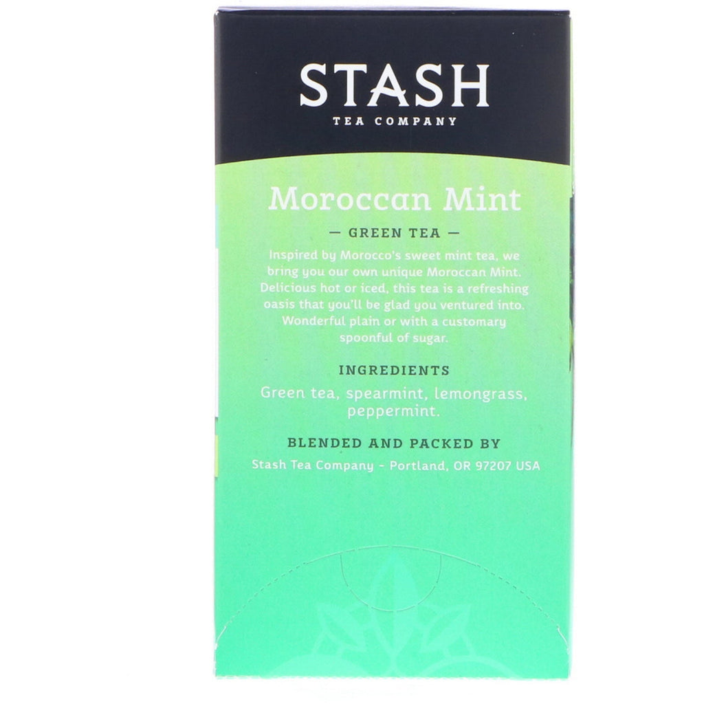 Stash te, grøn te, marokkansk mynte, 20 teposer, 0,9 oz (26 g)