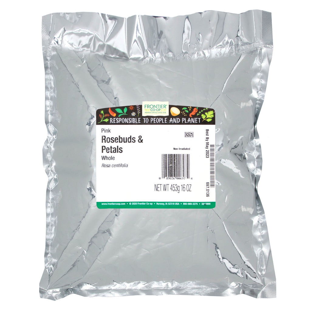 Frontier Natural Products, lyserøde rosenknopper og kronblade, hele, 16 oz (453 g)