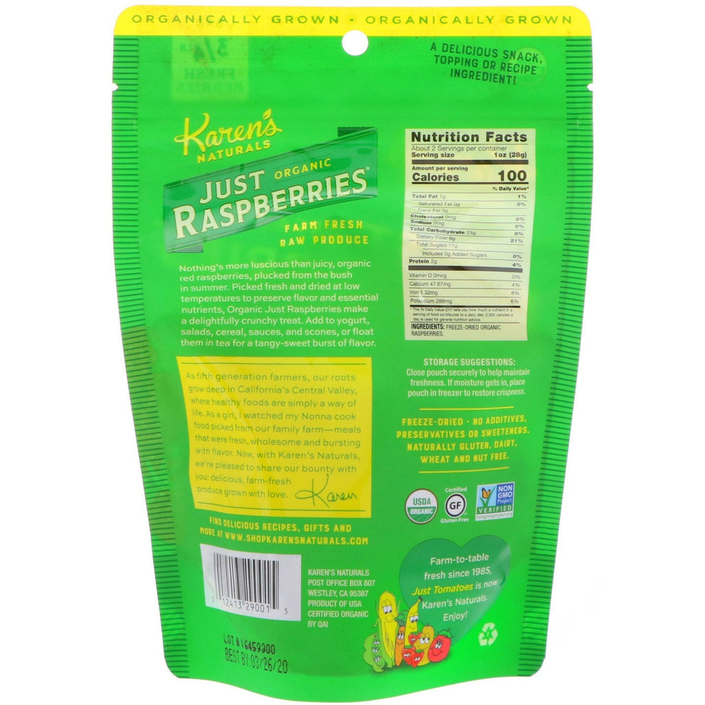 Karen's Naturals, Just Hindbær, 1,5 oz (42 g)