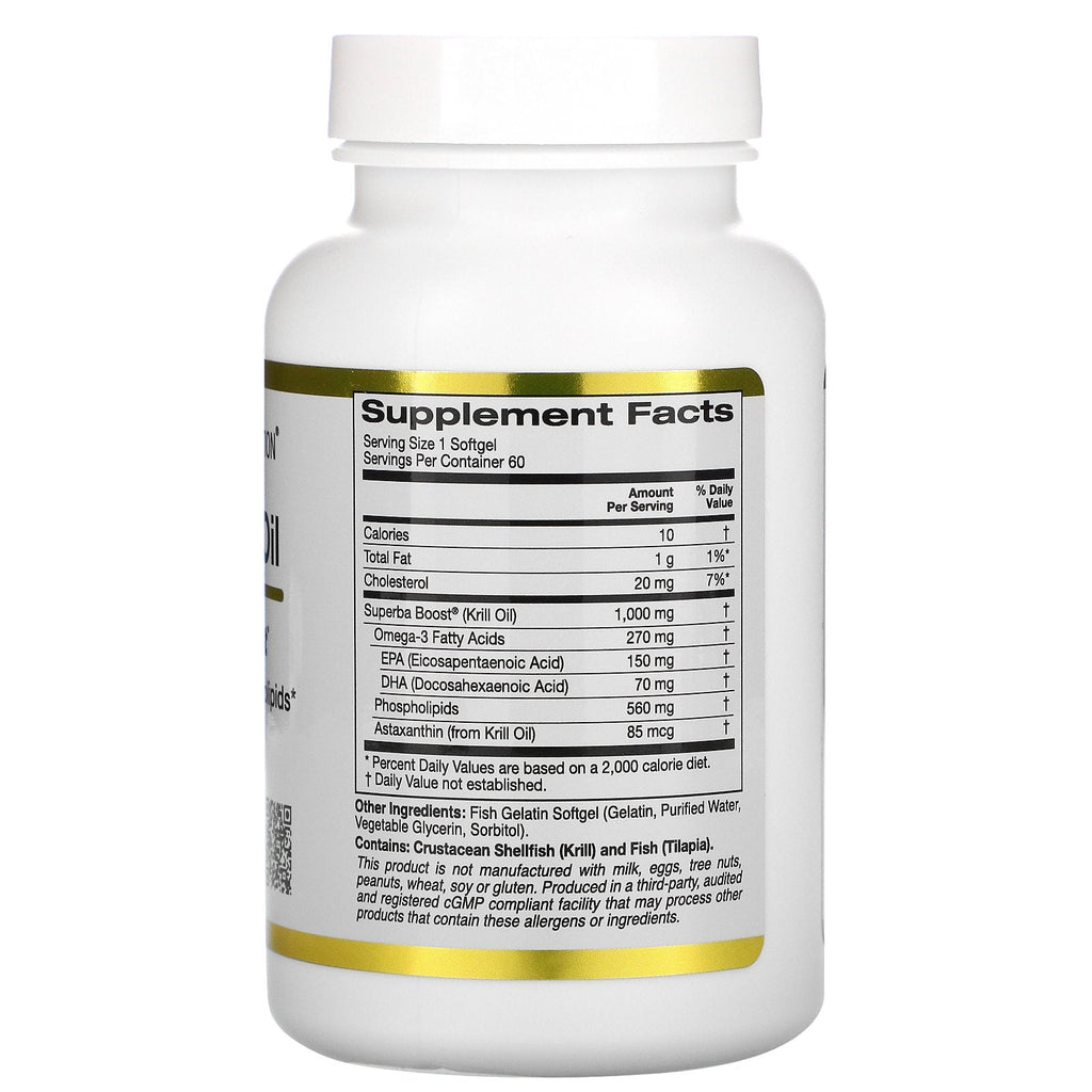 California Gold Nutrition, SUPERBABoost Premium Krill Oil, 1000 mg, 60 Softgels