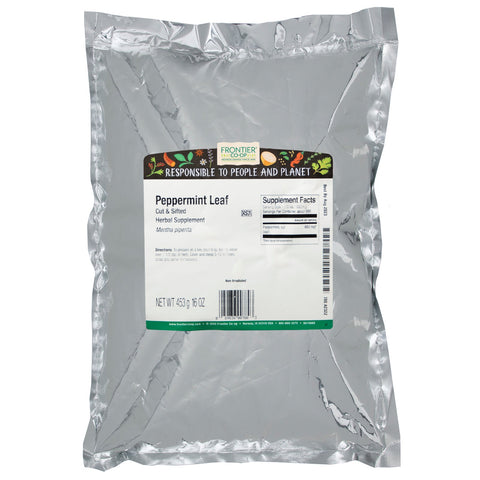 Frontier Natural Products, skåret og sigtet pebermynteblad, 16 oz (453 g)