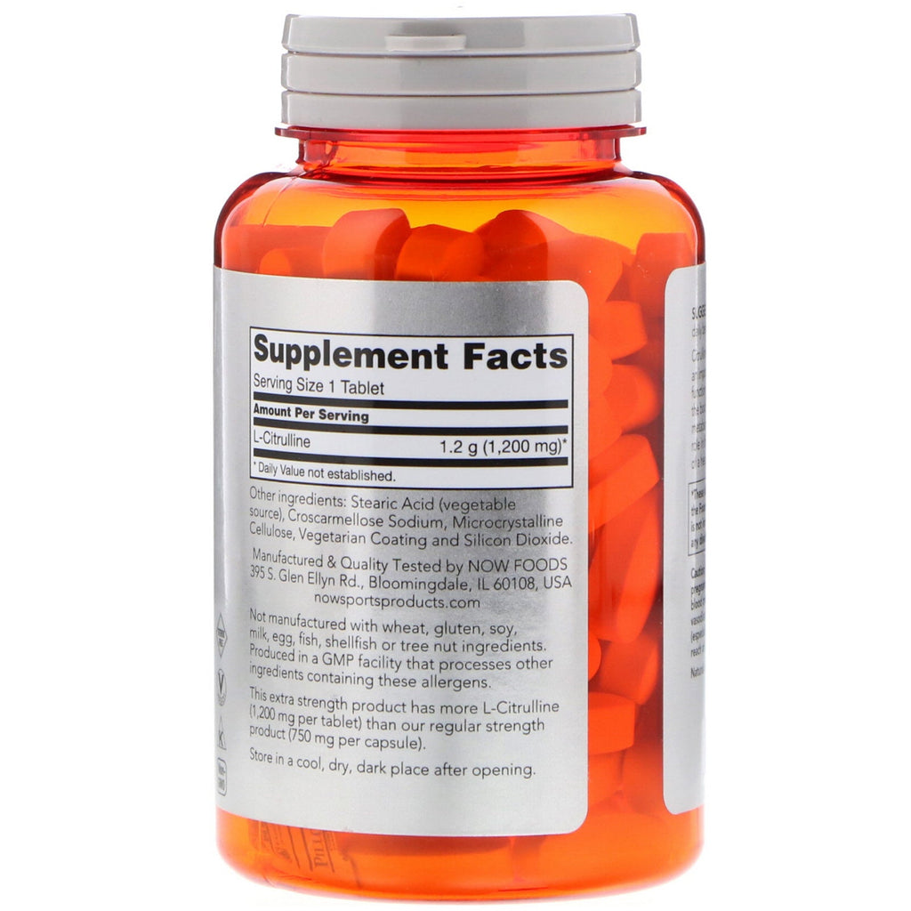Now Foods, L-Citrulline, 1,200 mg, 120 Tablets