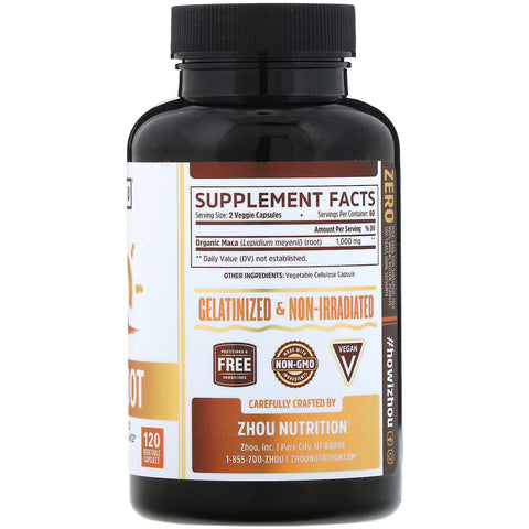 Zhou Nutrition, Maca Root, 120 Grøntsagskapsler