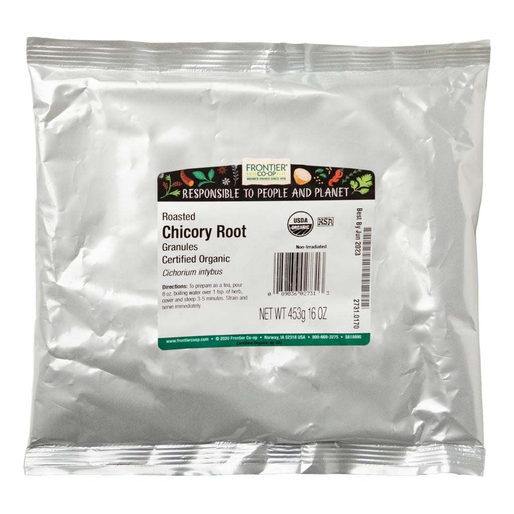 Frontier Natural Products, ristede cikorierodsgranulat, 16 oz (453 g)