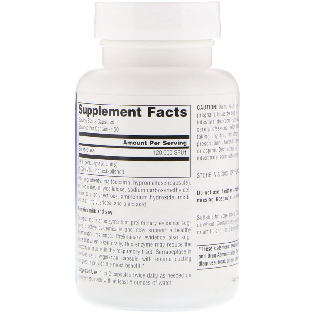 Source Naturals, Serrapeptasa, 120 cápsulas