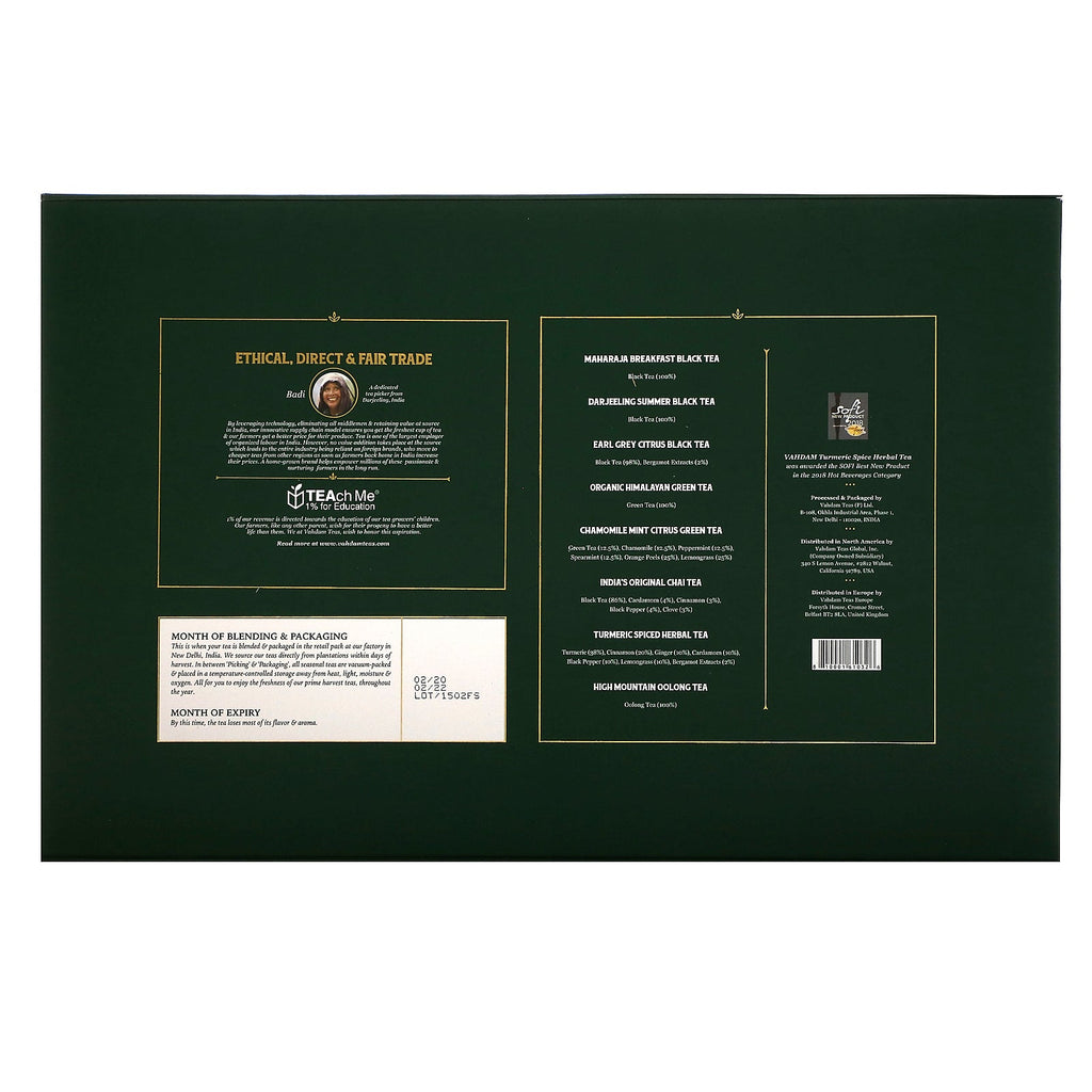 Vahdam-teer, Founder's Select, diverse teer, 40 teposer, 2,82 oz (80 g)