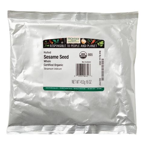 Frontier Natural Products, Semillas de sésamo enteras peladas, 16 oz (453 g)