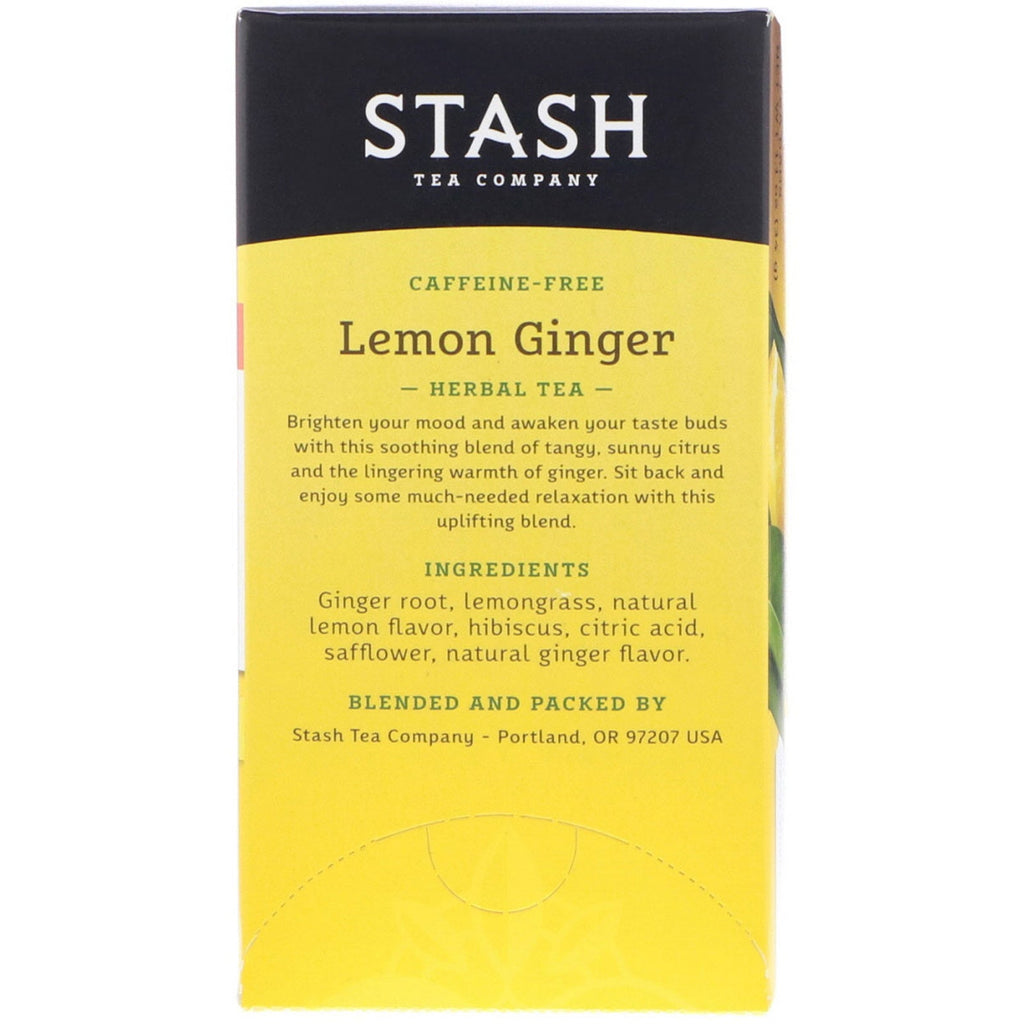 Stash te, urtete, citron ingefær, koffeinfri, 20 teposer, 1,1 oz (34 g)