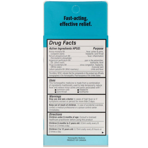 Homeolab USA, Børnelindring, Smerte & Feber Oral Liquid, Til Børn 0-12 år, Kirsebærsmag, 0,85 fl oz (25 ml)