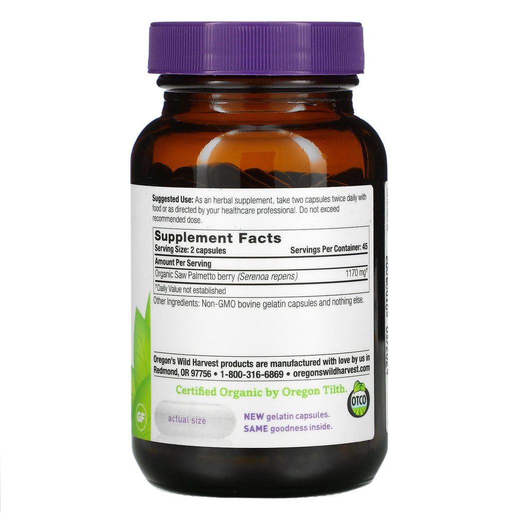 Oregon's Wild Harvest, Saw Palmetto, 90 Gelatin Capsules
