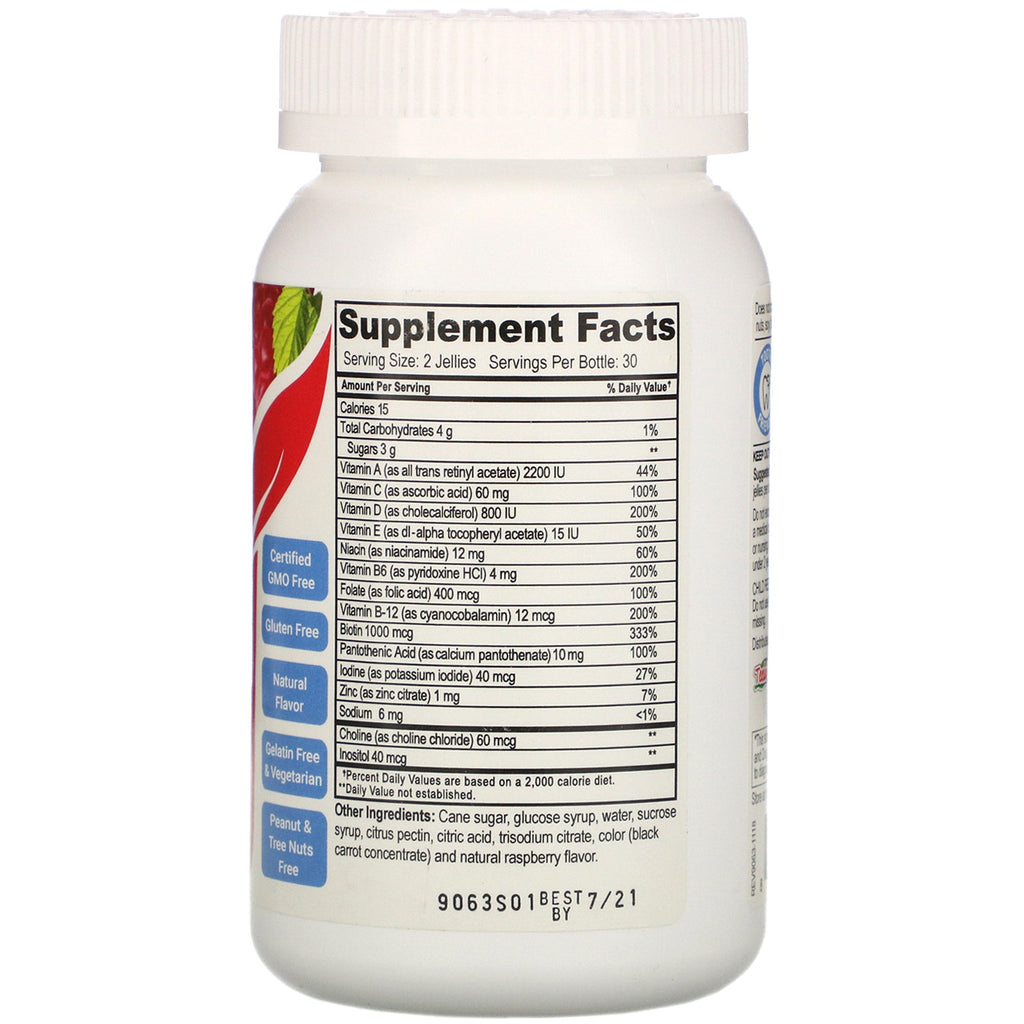 YumV's, multivitamin til teenagere, hindbærsmag, 60 geléer