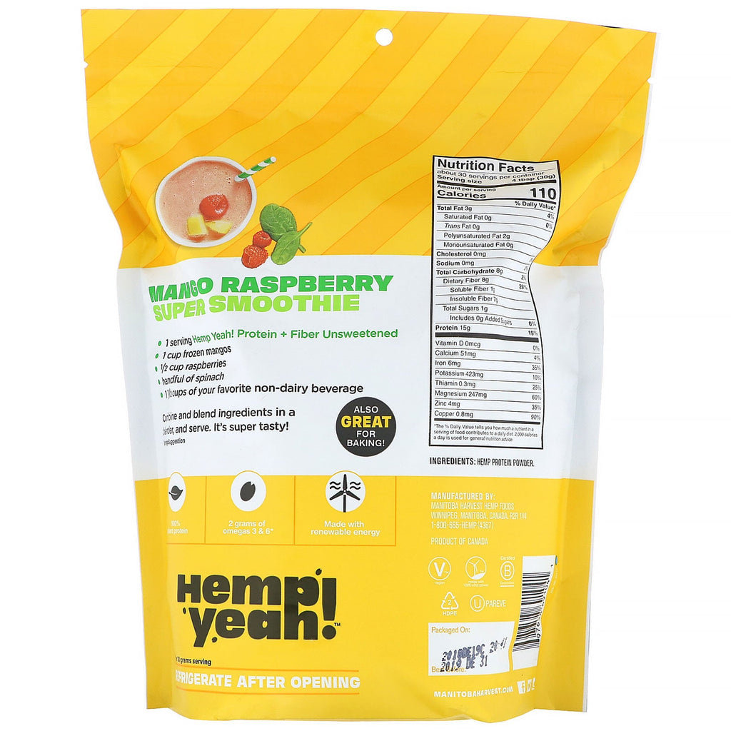 Manitoba Harvest, Hamp Yeah!, Usødet, 32 oz (907 g)