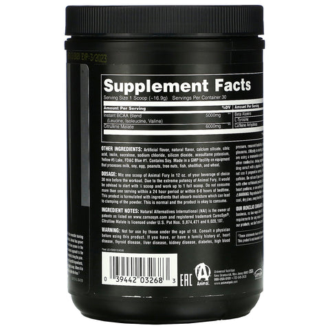 Universal Nutrition, Animal Fury, Grønt æble, 495,9 g