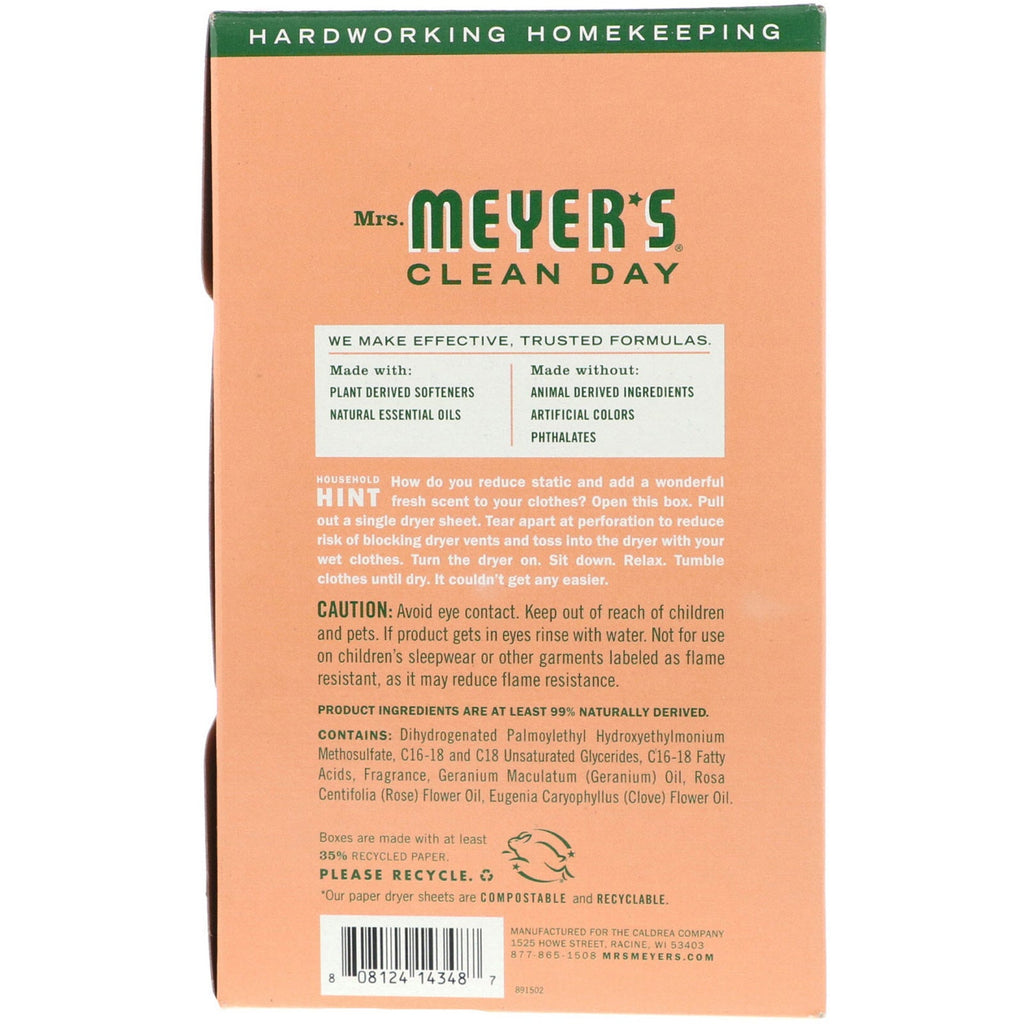 Fru Meyers Clean Day, Tørretumbler, Geranium duft, 80 ark