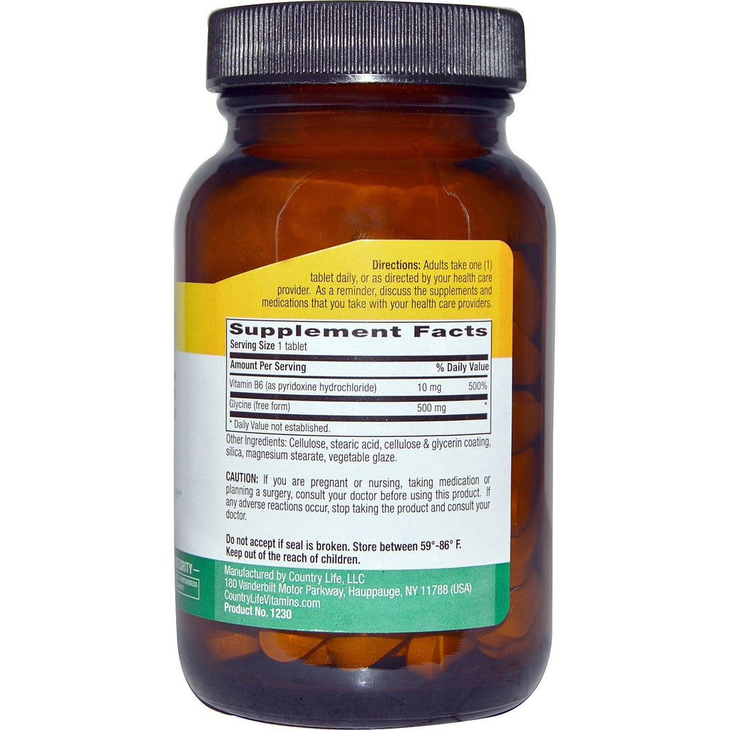 Country Life, Glycine, 500 mg, 100 Tablets
