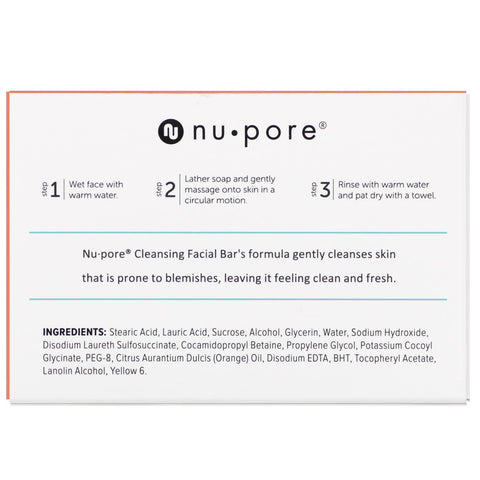 Nu-Pore, Barra facial limpiadora para pieles propensas a imperfecciones, 3,5 oz (100 g)