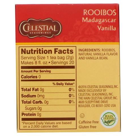 Himmelske krydderier, Rooibos-te, Madagaskar-vanilje, koffeinfri, 20 teposer, 1,5 oz (42 g)