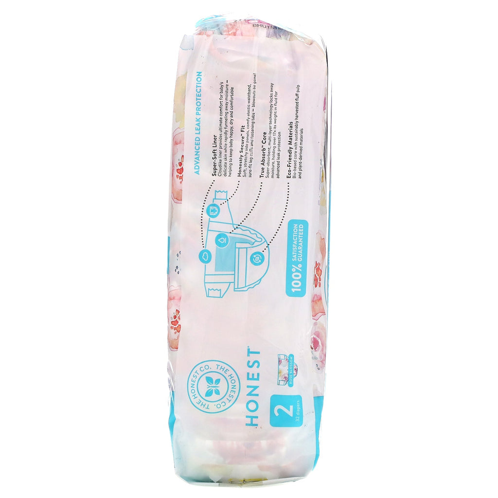 The Honest Company, Honest bleer størrelse 2, 12-18 pund, Rose Blossom, 32 bleer