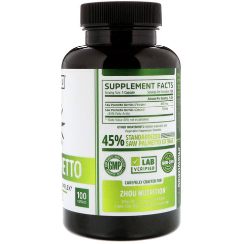Zhou Nutrition, Saw Palmetto, Prostate Health Complex, 100 kapsler