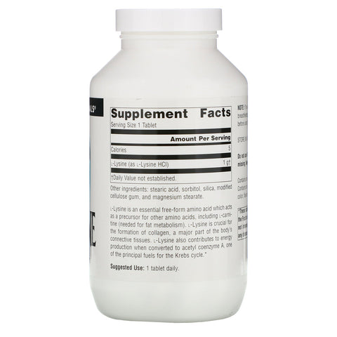 Source Naturals, L-Lysine, 1.000 mg, 200 tabletter