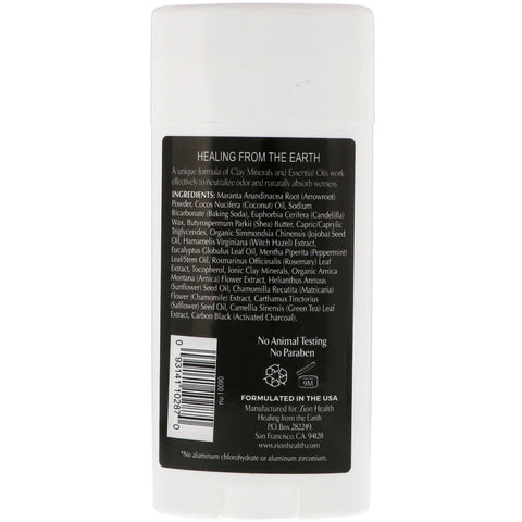 Zion Health, fed, ClayDry Deodorant, Charcoal Mint, 2,8 oz (80 g)