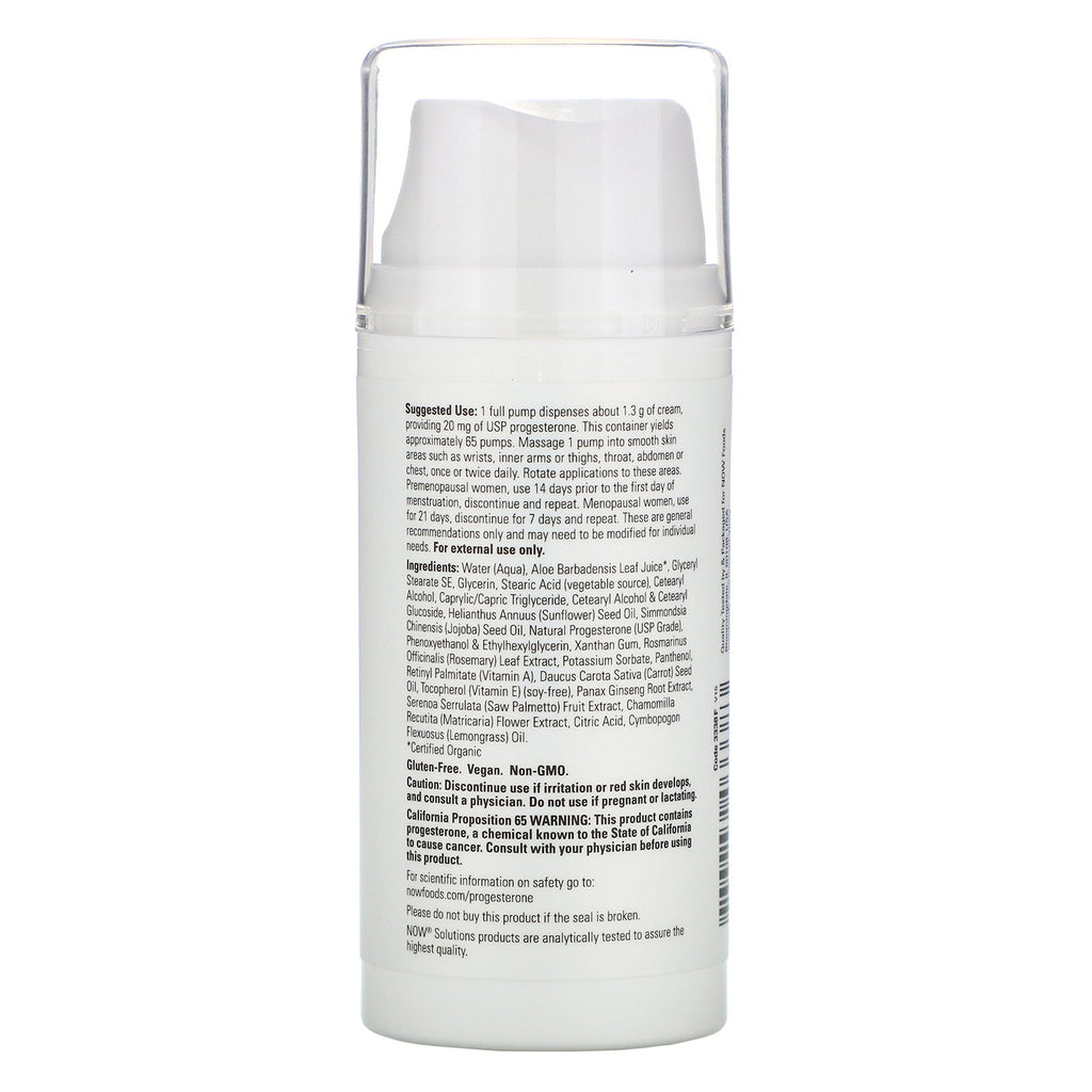 Now Foods, Natural Progesterone, Liposomal Skin Cream, Unscented, 3 oz (85 g)