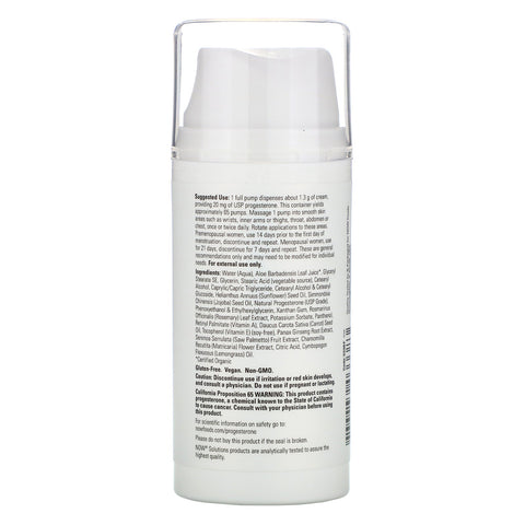 Now Foods, Natural Progesterone, Liposomal Skin Cream, Unscented, 3 oz (85 g)