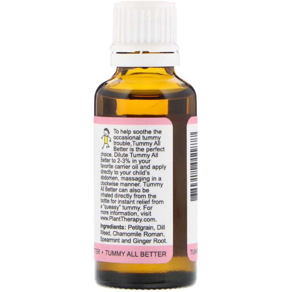 Planteterapi, KidSafe, 100 % rene æteriske olier, Tummy All Better, 1 fl oz (30 ml)