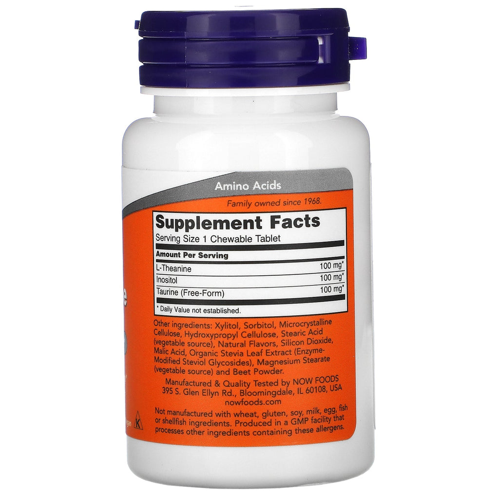 Now Foods, Chewable L-Theanine , 100 mg, 90 Chewables