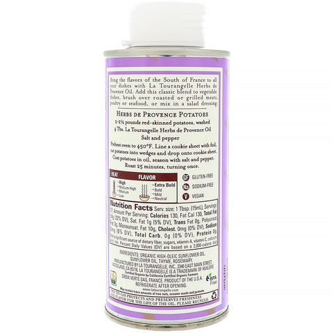 La Tourangelle, Aceite de hierbas de Provenza con infusión francesa, 8,45 fl oz (250 ml)
