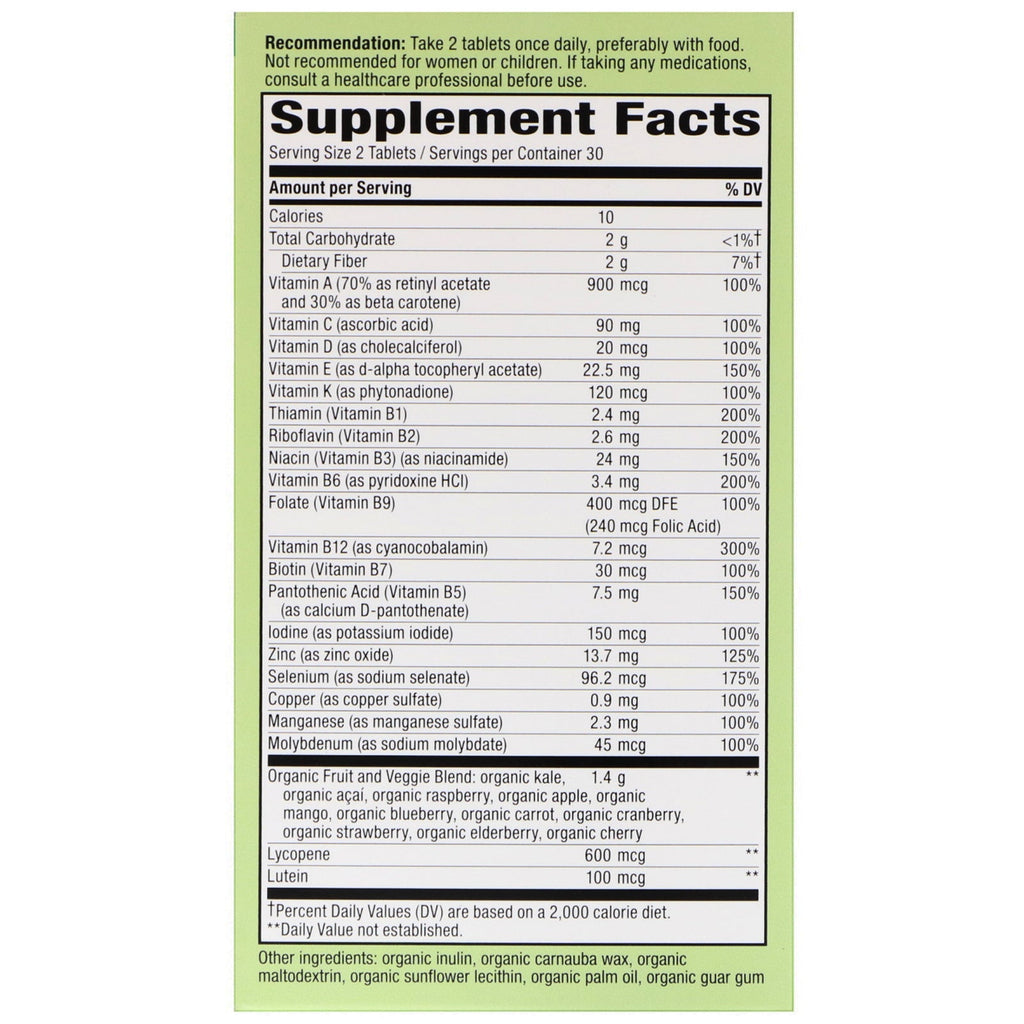 Nature's Way, Alive! Garden Goodness, Men's Multivitamin, 60 Tablets