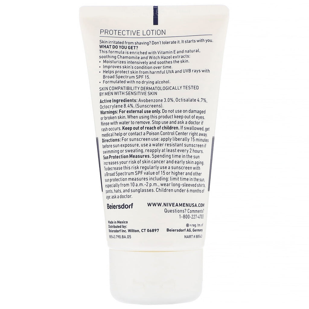 Nivea, Herre, Sensitive Protective Lotion, SPF 15, 2,5 fl oz (75 ml)