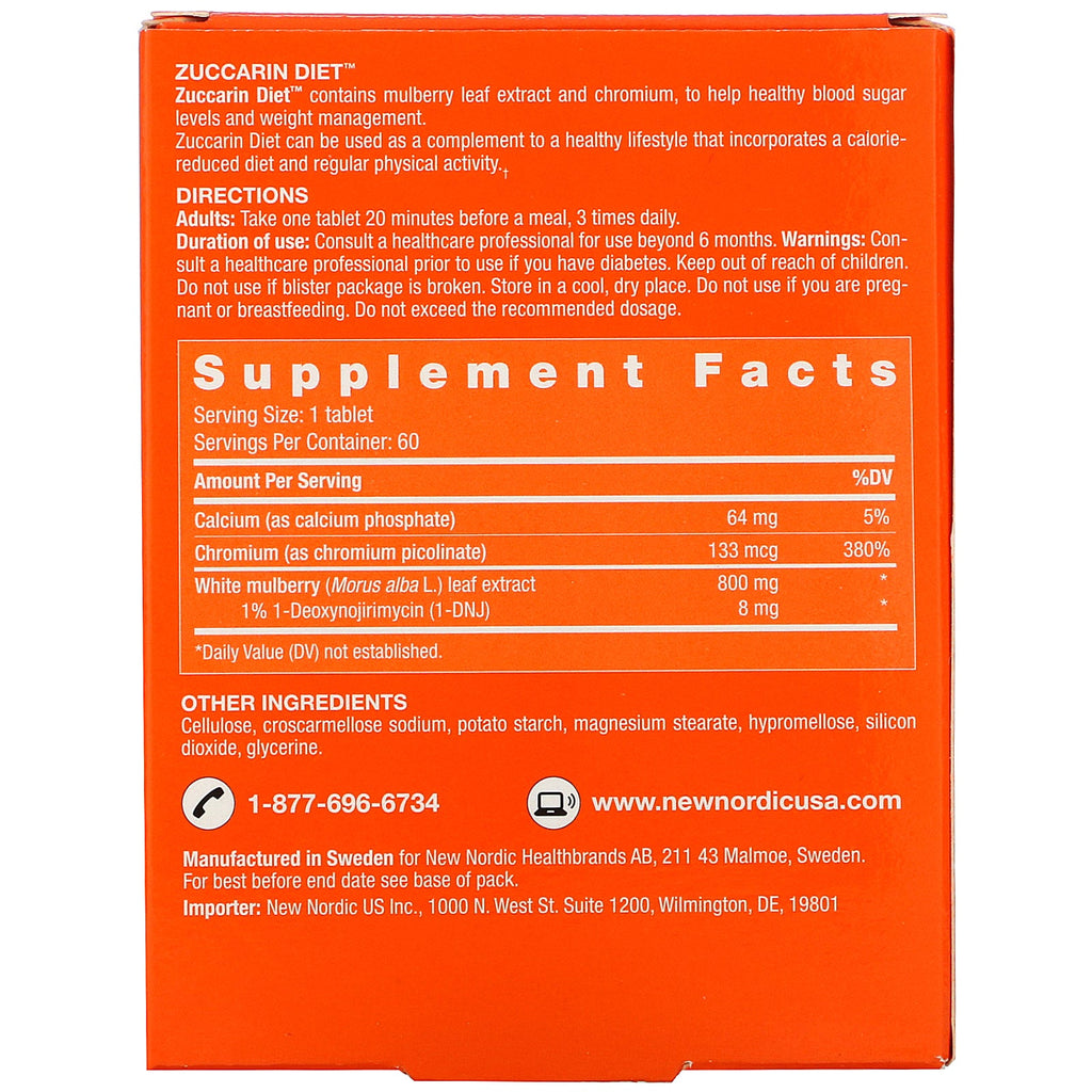 New Nordic, Zuccarin Diet, 60 tabletter