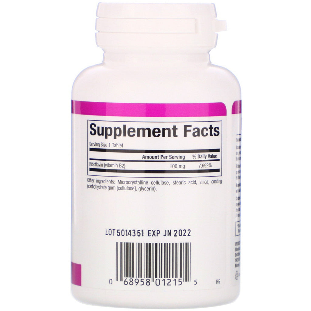 Naturlige faktorer, vitamin B2, Riboflavin, 100 mg, 90 tabletter