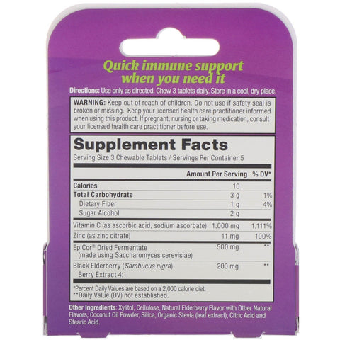 Zand, Immune Fast, saúco dulce, 15 tabletas masticables