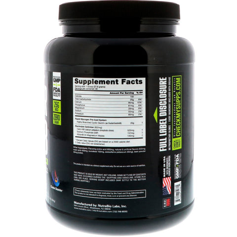 NutraBio Labs, Super Carb, limonada de frambuesa, 834 g (1,8 lb)