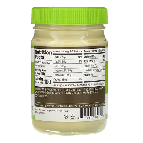 Primal Kitchen, Mayo con aceite de aguacate, 12 fl oz (355 ml)