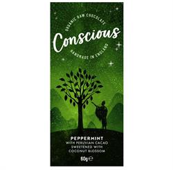Conscious Chocolate Peppermint Raw Organic Vegan Chocolate Bar 60g