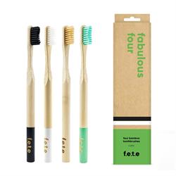 From Earth to Earth Bamboo Toothbrush Fantastic Family Pack 2x Medium Adult 2x Child